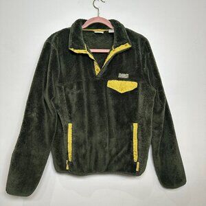 L. L. Bean Hi-Pile Fleece Fuzzy Snap-T Pullover Jacket Green Men’s Medium